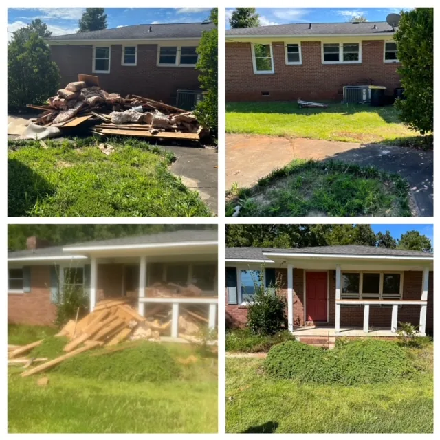 Construction debris, before and after, Charlotte