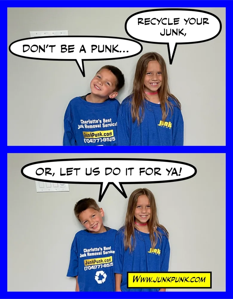 The family behind Junk Punk in their shirts